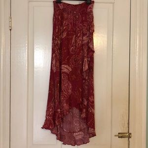 Romantic flowy cottagecore hi-low midi skirt